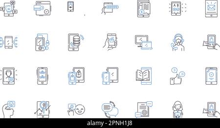 Collezione di icone della linea di sicurezza informatica. Malware, firewall, crittografia, vulnerabilità, phishing, Password, vettore di privacy e illustrazione lineare Illustrazione Vettoriale