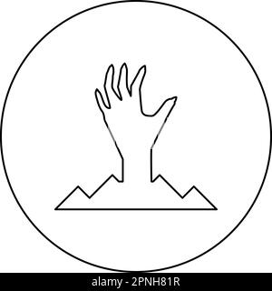 Spaventa la mano umana dal suolo silhouette uomo morto Halloween elemento decorativo zombie concetto spaky zappata unghie affilate unghie osso braccio dita uomo Illustrazione Vettoriale