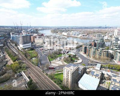 Wansworth sud-ovest Londra fiume Tamigi in background UK Drone, Aerial, Foto Stock