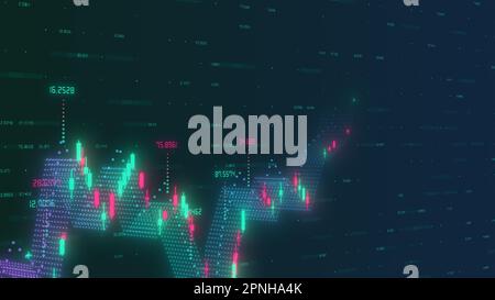 Mercato azionario o grafico commerciale e candelabri che mostrano un aumento di tendenza Foto Stock