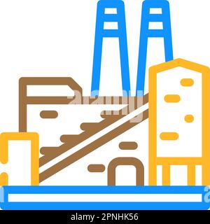 impianto di coking produzione acciaio colore icona figura vettoriale Illustrazione Vettoriale