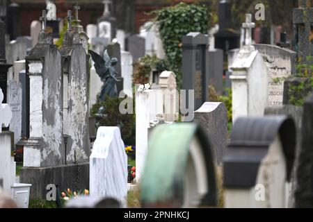 Monaco, Germania. 19th Apr, 2023. Tombe nel cimitero nord di Monaco. ? Credit: dpa/Alamy Live News Foto Stock