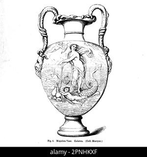 Vaso, Galatea Mitologia greca dal libro Collezioni verso una storia di ceramica e porcellana, nei secoli 15th, 16th, 17th, e 18th : con una descrizione della fabbricazione, un glossario, e una lista di monogrammi di Joseph Marryat, Editore Londra : J. Murray 1850 Foto Stock