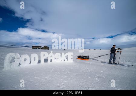 Sci alpinismo nel Parco Nazionale di Rondane, Norvegia Foto Stock