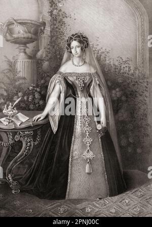 Anna Pavlovna di Russia, 1795 - 1865. Regina consorte dei Paesi Bassi attraverso il suo matrimonio con Guglielmo II dei Paesi Bassi. Dopo una stampa di Rosenthal. Foto Stock