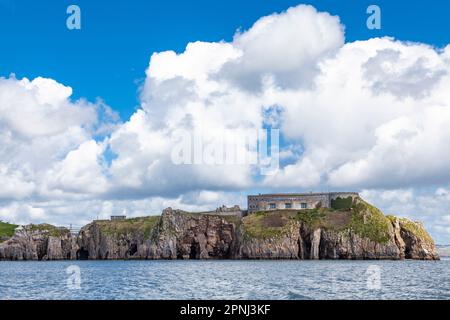 Tenby, Pembrokeshire, Galles, Regno Unito: St Catherine’s Fort – una fortificazione del 19th° secolo – vista dal mare Foto Stock Tenby, Pembrokeshire, Galles, Regno Unito: St Catherine’s Fort – una fortificazione del 19th° secolo – vista dal mare Foto Stock