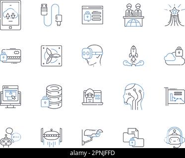 Collezione di icone di linee per sistemi esperti. Intelligenza, macchina, logica, programmazione, processo decisionale, Basato sulla conoscenza, vettore di inferenza e lineare Illustrazione Vettoriale
