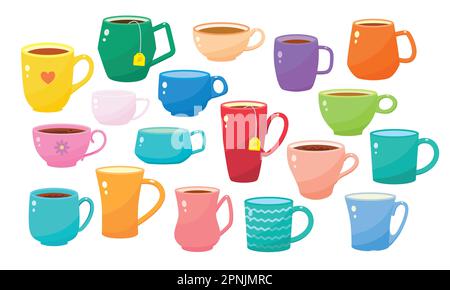 Grande set con una varietà di tazze e tazze Illustrazione Vettoriale