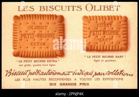 Biscotti Olibet 003 - Vintage French Trade Card Back, Belle Epoque era Foto Stock