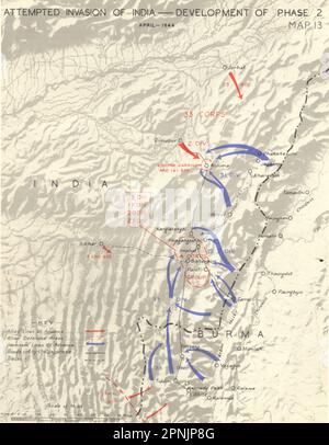 INDIA. Febbraio e marzo 1944. Tentativo di invasione della mappa della fase 2 1951 di sviluppo Foto Stock