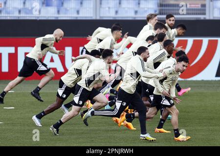 ROMA - i giocatori di Feyenoord durante la sessione di allenamento in vista della finale della UEFA Europa League contro LA ROMA allo Stadio Olimpico di Roma il 19 aprile 2023 a Roma. ANP MAURICE VAN PIETRA Foto Stock