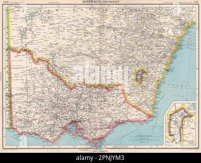 SUD-EST AUSTRALIA.Victoria NSW Federal Capital Territory Jervis Bay 1952 mappa Foto Stock
