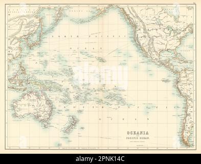 Oceania e Oceano Pacifico. Australasia Polinesia Australia. MAPPA BARTOLOMEO 1898 Foto Stock