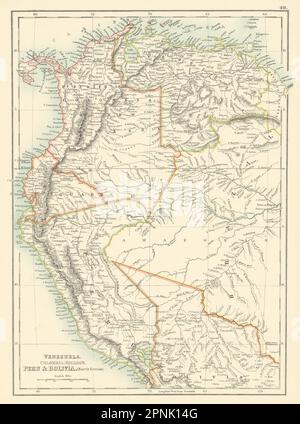 Venezuela, Colombia, Equador e Perù. Stati andini Ecuador. MAPPA BARTOLOMEO 1898 Foto Stock