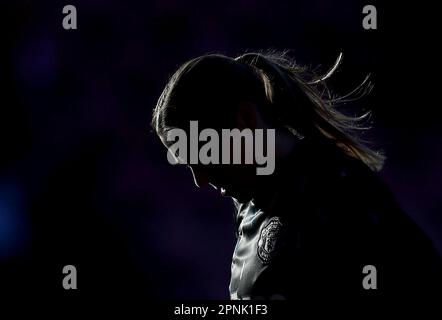 Mary Earps, portiere del Manchester United, si scalda davanti alla partita della Barclays Women's Super League al Leigh Sports Village, Manchester. Data immagine: Mercoledì 19 aprile 2023. Foto Stock