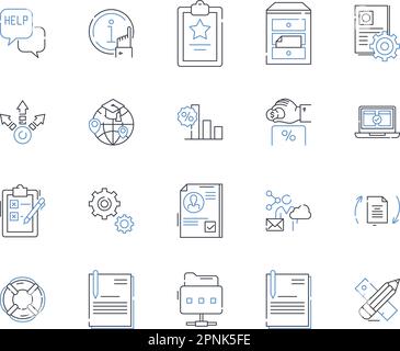 Tutoring linea forniture raccolta icone. Gesso, lavagna bianca, marcatori, schede flash, laser, Matite, vettore Pens e illustrazione lineare. Evidenziatori Illustrazione Vettoriale