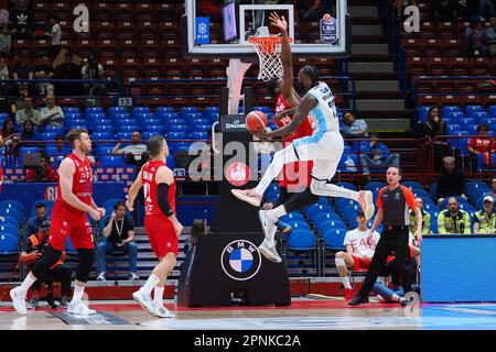 Milano, Italia. 19th Apr, 2023. N nel corso del EA7 Emporio Armani Milano vs GEVI Napoli Basket, Campionato Italiano di Basket Serie A a a Milano, Italia, Aprile 19 2023 Credit: Independent Photo Agency/Alamy Live News Foto Stock