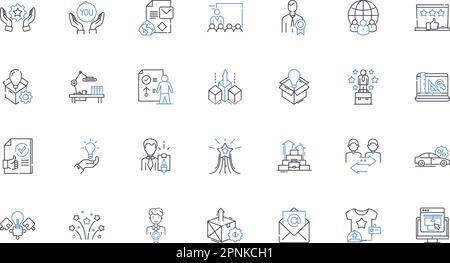 Collezione di icone linea di collegamento e di sbraccio. Ompunity, Nerking, relazione, collaborazione, collaborazione, Impegno, interazione vettoriale e lineare Illustrazione Vettoriale