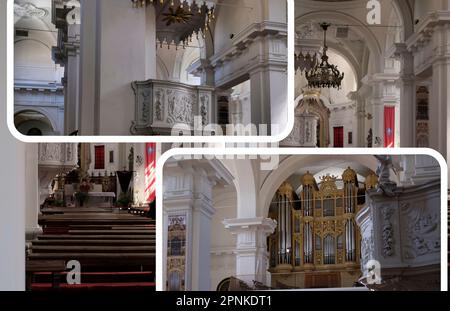 Capodistria, Slovenia, Chiesa Carmine Rotunda del XII secolo in stile romanico con affreschi medievali e una statua lignea della Madonna del Carmine Foto Stock