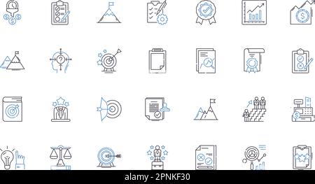 Raccolta di icone delle linee della struttura operativa. Gerarchia, organizzazione, coordinamento, integrazione, flusso di lavoro, Processo, vettore di sistema e lineare Illustrazione Vettoriale