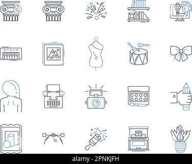 Raccolta di icone della linea della metodologia di prototipazione. Iterazione, prototipo, Test, progettazione, concettualizzazione, Modellazione, visualizzazione vettoriale e lineare Illustrazione Vettoriale
