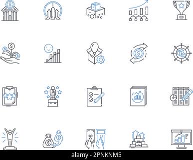 Collezione di icone della linea di potenza. Vigore, forza, potenza, energia, potenziamento, STAMINA, potrebbe vettoriale e illustrazione lineare. Influenza,dominanza Illustrazione Vettoriale