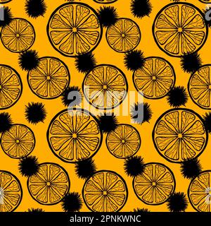 Cartoon estate senza cuciture motivo limone per avvolgere carta e tessuti e biancheria e stampa di abiti per bambini Foto Stock