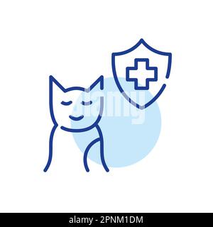 Assicurazione sanitaria per i gatti. Piano sanitario per gli animali domestici. Icona della linea di tratto modificabile pixel Perfect Illustrazione Vettoriale