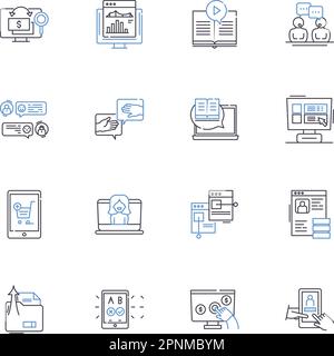 Collezione di icone della linea di custodia. Responsabilità, fiducia, cura, proprietà, direzione, Protezione, vettore di supervisione e illustrazione lineare Illustrazione Vettoriale