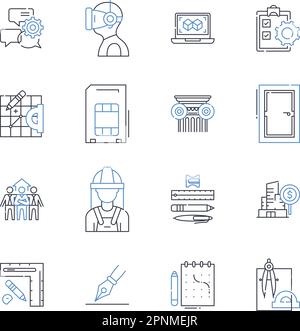 Metodi matematici linea icone raccolta. calcolo, algebra, geometria, trigonometria, statistiche, basato sul calcolo, vettore di equazione e lineare Illustrazione Vettoriale