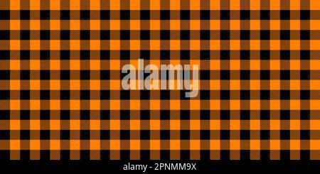 Motivo senza cuciture Gingham. Sfondo nero arancione vichy texture. Verificato twitted plaid ripetizione sfondo. Modello di design del tessuto. Vettore Illustrazione Vettoriale