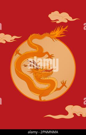 Lunar New Year Dragon Year Concept design vettoriale illustrazione Illustrazione Vettoriale