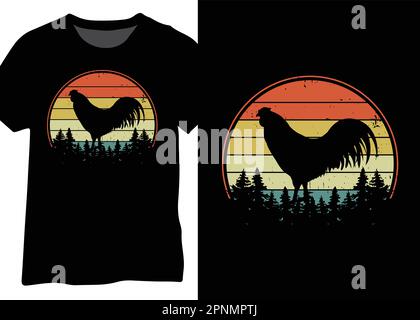 Retro Chicken Shirt Design, Chicken retro Vector Illustrazione Vettoriale