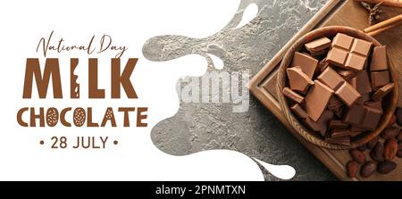 Banner per la Giornata nazionale del cioccolato al latte Foto Stock