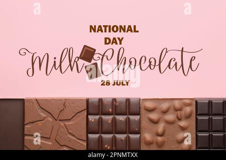 Poster per la Giornata nazionale del cioccolato al latte Foto Stock