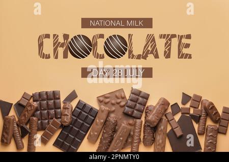 Poster per la Giornata nazionale del cioccolato al latte Foto Stock