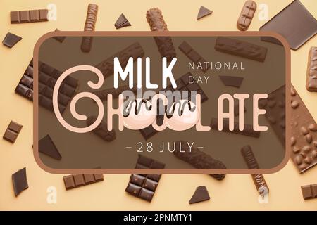 Poster per la Giornata nazionale del cioccolato al latte Foto Stock