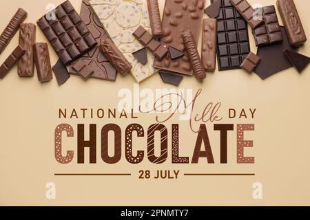 Poster per la Giornata nazionale del cioccolato al latte Foto Stock