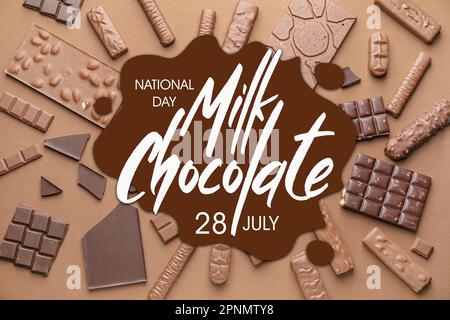 Poster per la Giornata nazionale del cioccolato al latte Foto Stock