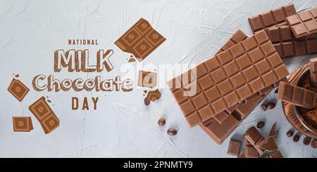 Banner per la Giornata nazionale del cioccolato al latte Foto Stock
