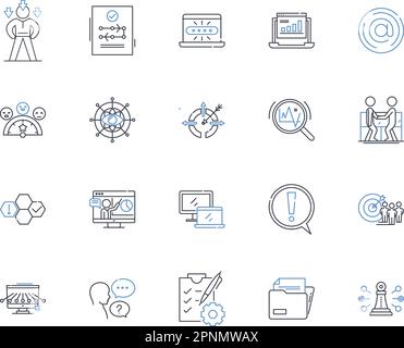 Associazioni professionali linea icone collezione. Nerking, Carriera, sviluppo, collaborazione, avanzamento, Leadership, educazione vettoriale e lineare Illustrazione Vettoriale