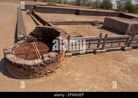 Lothal fu uno dei siti più meridionali dell'antica civiltà della Valle dell'Indo, situata nella regione di Bhal, nello stato indiano del Gujarat, in India. Foto Stock