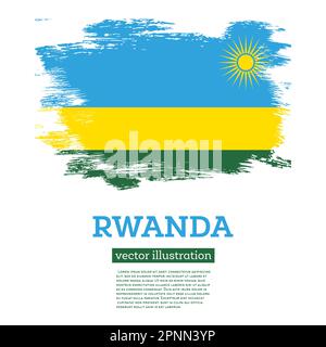 Bandiera del Ruanda con tratti a pennello. Illustrazione vettoriale. Giornata dell'indipendenza. Illustrazione Vettoriale