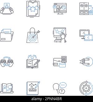 B2B linea nerking icone collezione. Collaborazione, Partnership, connessione, Nerking, Relazioni, Attendibilità, vettore Synergy e illustrazione lineare Illustrazione Vettoriale