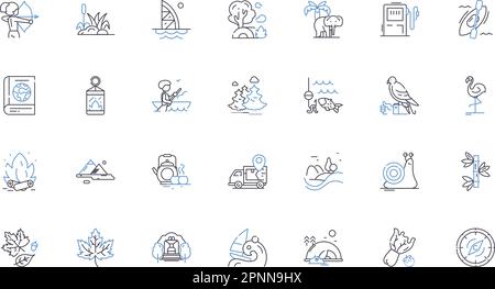 Ciclismo linea icone collezione. Pedale, razze, catena, ingranaggio, manubrio, Illustrazione stradale, vettoriale montano e lineare. Casco, ciclista, Tour Illustrazione Vettoriale