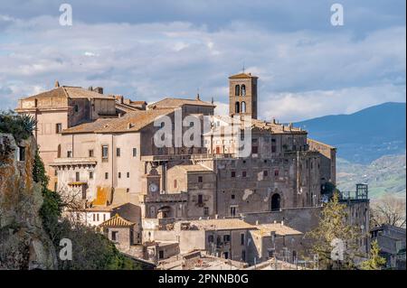 Veduta aerea del centro storico di Bomarzo, Viterbo, Italia Foto Stock