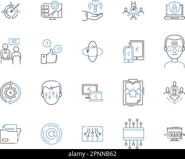 Linea di cooperazione commerciale collezione icone. Partnership, collaborazione, alleanze, Nerking, esportazione, Importazione, Outsourcing vettoriale e lineare Illustrazione Vettoriale