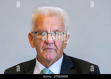 Primo Ministro Winfried Kretschmann (Buendnis90) (i Verdi), Ritratto, Stoccarda, Baden-Wuerttemberg, Germania Foto Stock