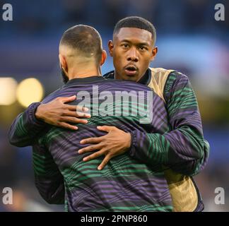 Londra, Regno Unito. 18th Apr, 2023. 18 Apr 2023 - Chelsea contro Real Madrid - UEFA Champions League - Stamford Bridge Alaba del Real Madrid durante la partita della Champions League a Stamford Bridge, Londra. Picture Credit: Notizie dal vivo su Mark Pain/Alamy Foto Stock