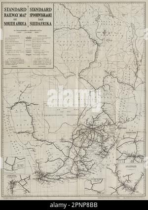 Sud Africa Standard Railway map. SUID-Afrika Standaard Spoorwegkaart 1946 Foto Stock